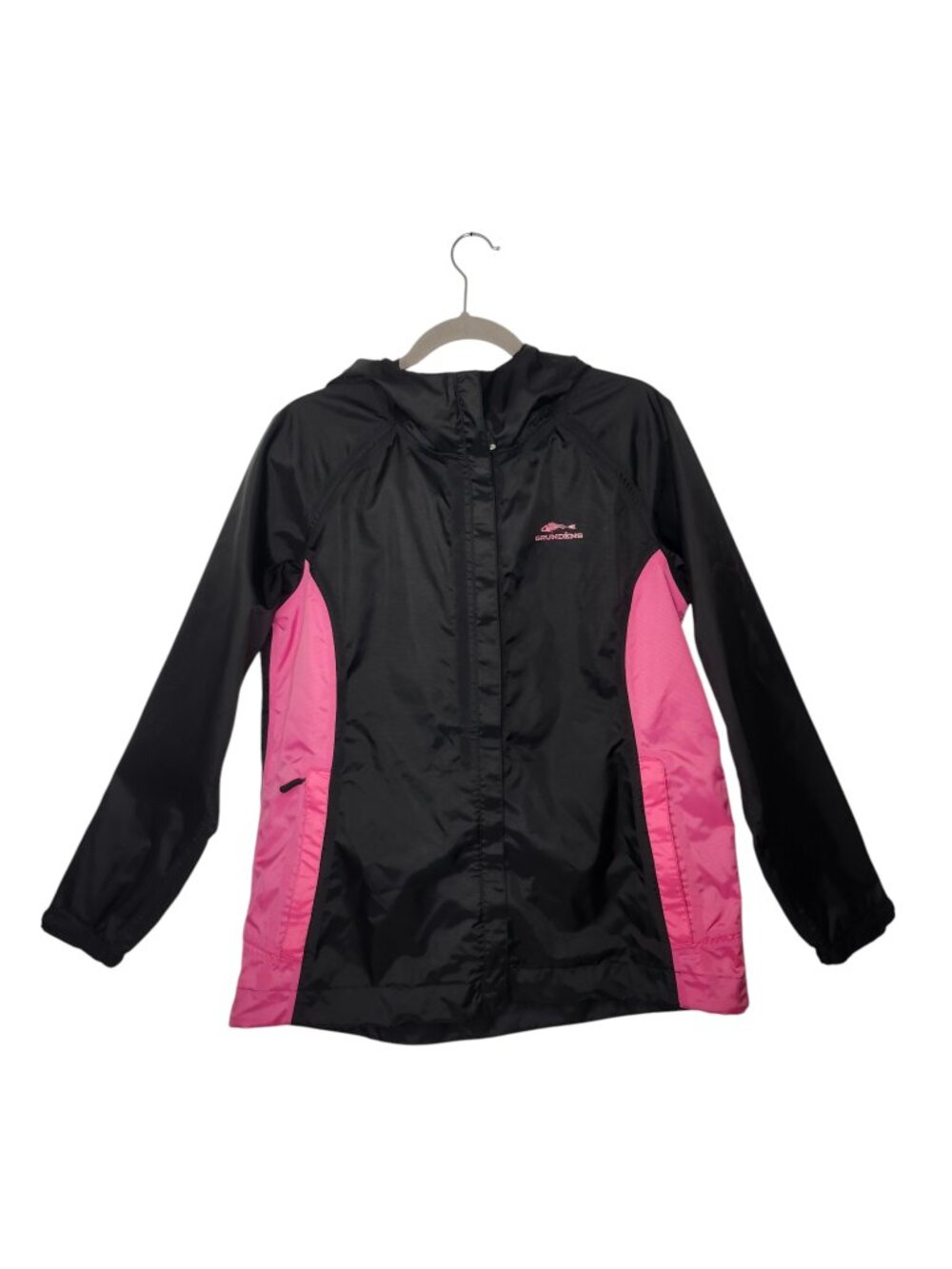 Grudens Gage Weather Watch Hooded Rain Jacket Black Pink Size Large